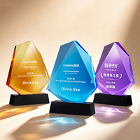Trophée en cristal gravé sur mesure K9 2026 – Plaque d'hommage en cristal coloré pour Employé de l'Année, Cérémonie d'entreprise, Champion sportif