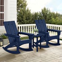 Fauteuil à bascule Adirondack classique en HDPE, texture bois, accoudoirs larges, entretien réduit, idéal pour terrasse, patio, jardin, cour arrière