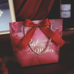 Custom Logo <b>Wedding</b> Packaging Bags Bowknot Giveaway Gift Party Supplies Chocolate Candy Box Paper Bags for Guests - Product Image 1