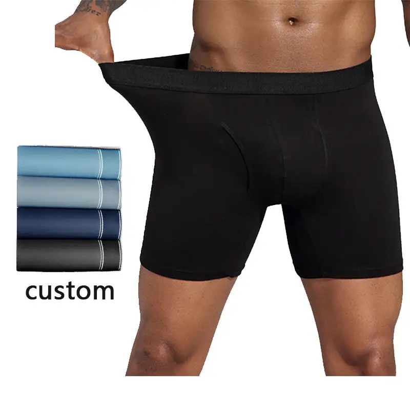 Cuecas boxer masculinas, respirável, de alta qualidade, sem costura, 100% algodão, personalizado, logotipo