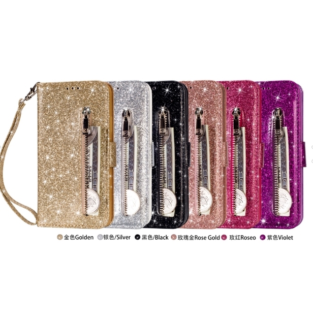 Zipper Multi Cards Bling Glitter Wallet Leather Case for Redmi NOTE 15 14 Pro Plus 5G 15C 14C Xiaomi 15T 14T Cards Slot Cover