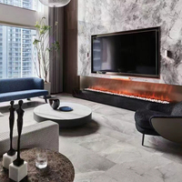 Insert de foyer à vapeur d'eau atomisante, flamme néon décorative LED 3D, électrique linéaire moderne pour intérieur, en acier 304 noir