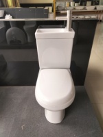 Ensemble WC et lavabo combiné 2-en-1 en céramique avec siphon en P intégré et économie d'eau