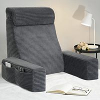 Coussin de dossier moderne en mousse à mémoire de forme déchiquetée en forme de U avec housse amovible pour lit, lecture, accoudoirs, grandes poches, soutien doux