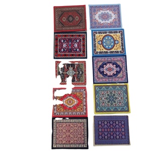 Juego de Posavasos Orientales de Alta Calidad de Fábrica de Shenzhen, Alfombrillas Modernas para Bebidas con Superficie de Alfombra, Impresión Personalizada, Tela de Goma Ligera - Product Image 1