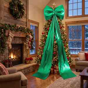 Grand nœud de Noël artisanal en plastique imprimé 4 couleurs, personnalisé avec votre marque, pour la décoration de la maison, du salon et des fêtes - Product Image 3