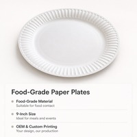 Lot de 50 assiettes en papier enduit résistantes de 9 pouces, assiettes jetables blanches en vrac pour barbecue, fête, pique-nique, camping et usage quotidien
