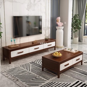Leichter Luxus Einfacher nordischer Stil Voll massivholz <span class=keywords><strong>TV</strong></span>-Ständer Couch tisch Kleine Wohnung Wohnzimmer Niedriger Schrank - Product Image 2