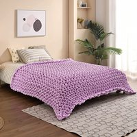 Couverture lestée en velours tricoté violet/vert, garnissage en PP, tricoté à la main, poids personnalisables (4kg-11kg), utilisation quatre saisons