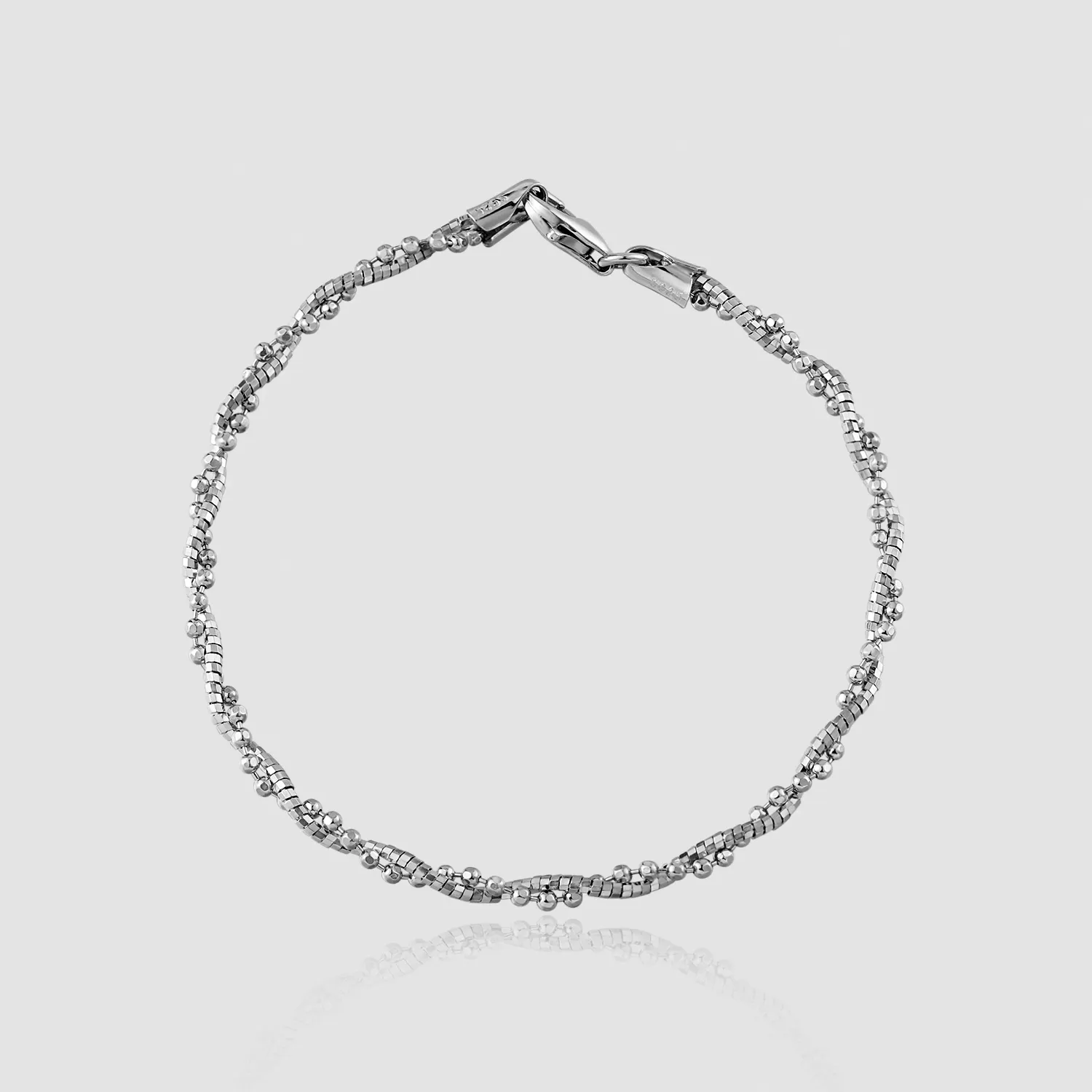 Herrenmode Perlen Röhren Twisted Double Layers Sterling Silber Armband