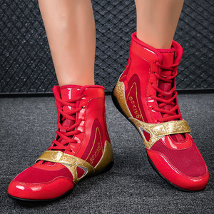Zapatos de boxeo con cordones de piel sintética, ligeros, para entrenamiento, para hombres y mujeres, boxeo, artes marciales, gimnasio, entrenamiento - Product Image 3