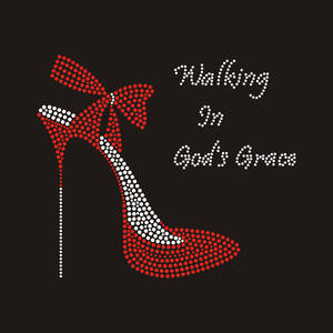 Scarpe con tacco alto rosso <span class=keywords><strong>donna</strong></span> con strass Transfer Design in ferro su fenomenali lettere motivo Hotfix - Product Image 6