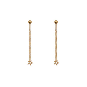 Star Stud Earrings Gold Chain Geometric Design Korean Style Fashion Jewelry - Product Image 5