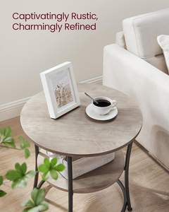 Table d'appoint compacte en métal poli avec base antidérapante Design traditionnel durable pour les pièces d'accent de lampe à café à la maison - Product Image 4