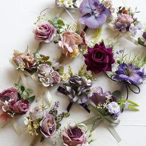 Sposa sposo matrimonio evento di fine anno di simulazione artificiale serie viola spilla fiore spalla corpetto fiore fiore - Product Image 6