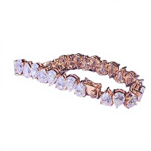 Pulsera de tenis de alta calidad chapada en oro rosa con diamantes en forma de pera, unisex, de moissanita, estilo hip hop. - Product Image 2