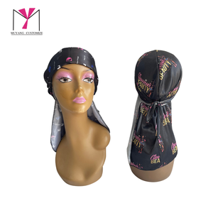 MUYANG CUSTOMIZE Full Logo Satin <b>Durag</b> Printed <b>Black</b> Fashion Headwear For Women Casual Four Seasons - Product Image 2