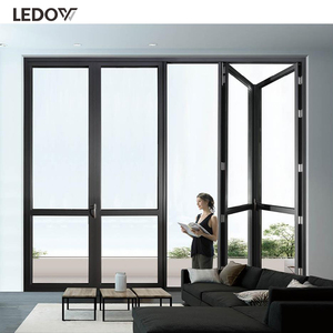 Ledow ngoài trời Hợp kim nhôm Bi-Fold Patio cửa ra vào với đôi Tempered Glass thiết kế hiện đại cho biệt thự sử dụng bên ngoài - Product Image 3