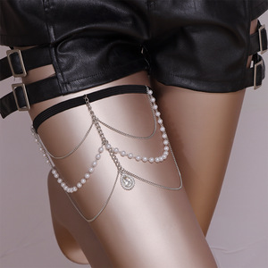 Chaîne de cuisse pour femme avec pendentif goutte d'eau en perles, cristaux et strass, bijou de corps, accessoire de mode pour soirée - Product Image 5
