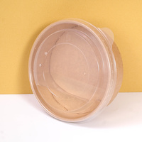 Bol à soupe en papier rond jetable Gobelets en papier Récipient pour aliments biodégradable à emporter Saladier en papier kraft pour fast-food avec couvercles