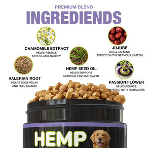 Suplemento para masticar de cáñamo para mascotas para gatos, perros pequeños, cintas de diseño a rayas, efecto calmante, ayuda a reducir la ansiedad, correa para mascotas - Product Image 5