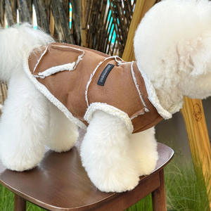 Vêtements pour animaux de compagnie de luxe de style britannique, <span class=keywords><strong>manteau</strong></span> pour petit <span class=keywords><strong>chien</strong></span> de race Pug, vente chaude, imprimé marron beige, vêtements pour animaux de compagnie mignons et design pour l'hiver - Product Image 2