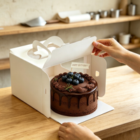 Boîtes à gâteaux portables de 4 pouces en carton écologique avec fentes pour desserts mousse d'anniversaire et emballages à emporter