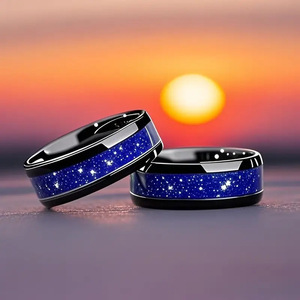 Anello in Acciaio Inossidabile 8MM da Uomo, Anello con Stelle per Anniversario del <span class=keywords><strong>Marito</strong></span>, Regalo di <span class=keywords><strong>San</strong></span> <span class=keywords><strong>Valentino</strong></span> per il Fidanzato - Product Image 5