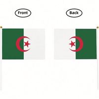 Drapeau miniature algérien en polyester imprimé numériquement en couleur CMJN, avec mât en bambou, style flottant, 5,5x8,2 pouces, vente en gros