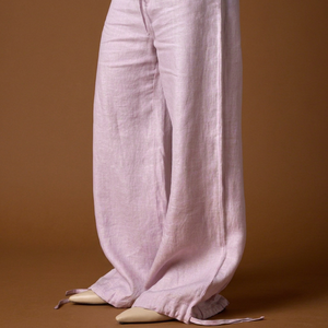 Pantalon large en coton extensible pour femme avec taille élastique, coupe ample, poches, écologique, style vintage, idéal pour l'été - Product Image 1