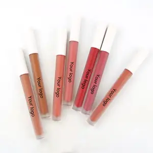 Lipstik Cair kulit beludru tahan air, Lip Gloss cair Logo kustom dengan Logo kustom