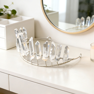 Nouvelles créations en cristal, couronne en cristal de quartz clair naturel enveloppée à la main, bijoux pour mariage - Product Image 4