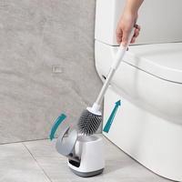 Brosse de toilette ronde en silicone blanc Jesun et ensemble de supports brosses de nettoyage murales en plastique TPR