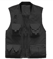 Homme à Maillage Gilet De Pêche Photographie Travail Multi-poches À L'extérieur du Journaliste Gilet Slim Fit Doublure En Maille