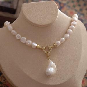 Collar de Perlas Grandes de Estilo Hepburn, Retro Francés, Barroco, Natural e Irregular, Accesorio de Moda para Suéter - Product Image 2