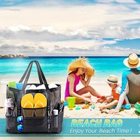 Bolsa de Playa de Nailon Estilo Nórdico Exclusiva para Otoño, Bolsa de Almacenamiento Multifuncional de Malla para Zapatos, Trajes de Baño y Viajes a la Orilla del Mar