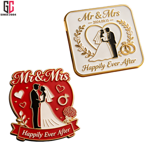Magnete per Frigorifero in Metallo Smaltato Personalizzato '<span class=keywords><strong>Mr</strong></span> & Mrs' per Matrimonio, 'Happily Ever After', Produzione da 12 Anni - Product Image 4