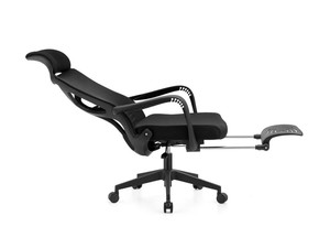 Silla Ejecutiva Ergonómica Multifuncional Reclinable <span class=keywords><strong>para</strong></span> Oficina, con Marco de Plástico Negro, Soporte Lumbar Cómodo <span class=keywords><strong>y</strong></span> Reposapiés - Product Image 1