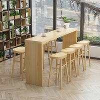 Table de bar en bois massif avec structure métallique stable, non pliable, pour la maison, le sous-sol, la cave à vin, les divertissements quotidiens, meubles