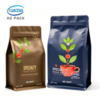Sachet de café en aluminium imprimé sur mesure avec valve et fermeture éclair pour grains de café, poudre, café moulu, snacks instantanés, qualité alimentaire, haute barrière