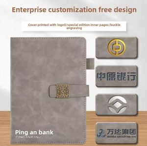 Promotion Customized <b>A5</b> <b>Leather</b> <b>Notebook</b> Set with Gold Foil Embossed Magnetic Buckle for Business Enterprise Marketing Gifts - Product Image 5