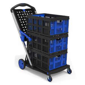 Chất lượng cao Hai Lớp Gấp xe đẩy Giỏ mua hàng với Thùng Lưu Trữ - Product Image 5