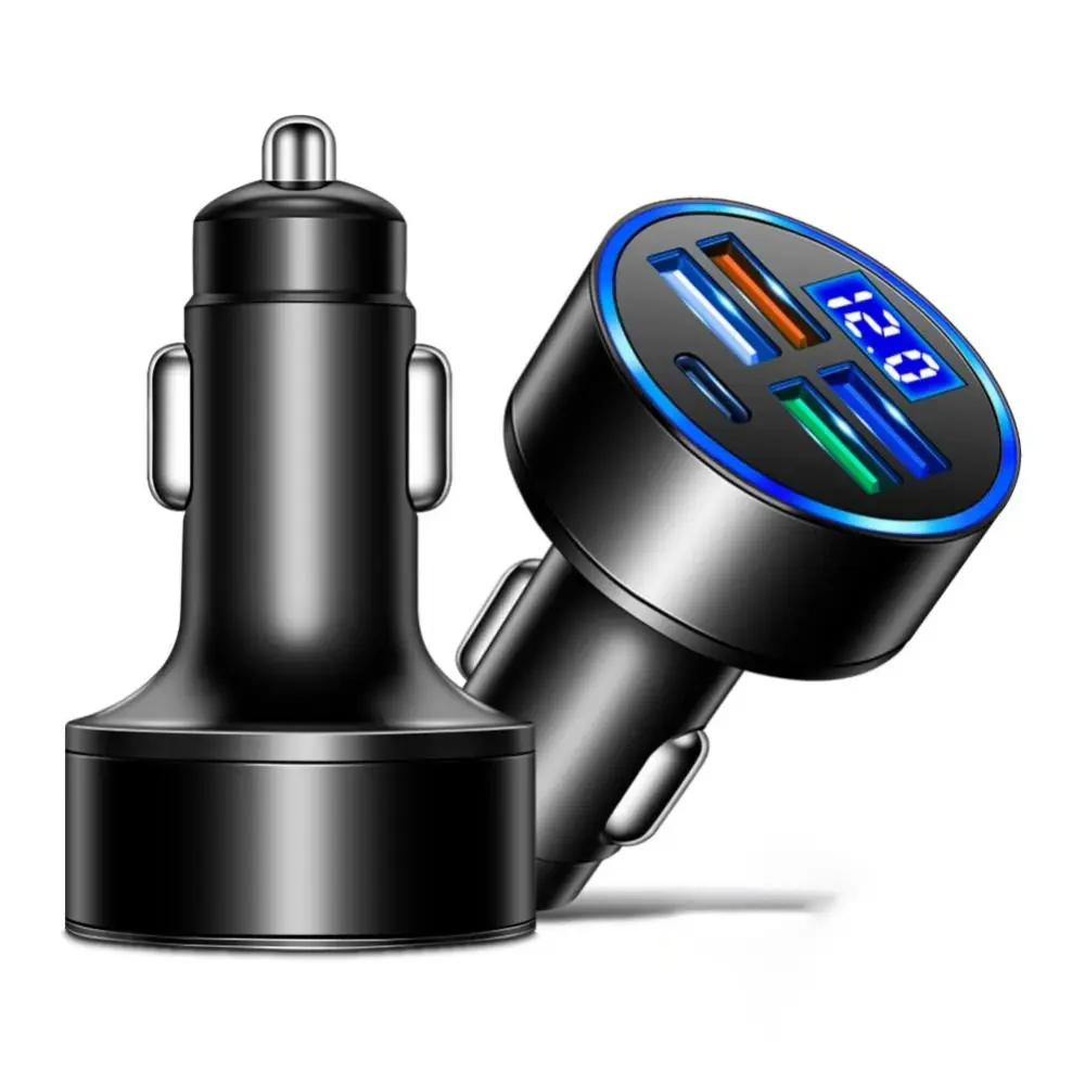 Qc Pd Car Charger Portable 5 in 1 Black OEM Mobile Phone Tablet MP3 GPS 5 in 1 USB a Type C Ports Car Charger Yi Technology