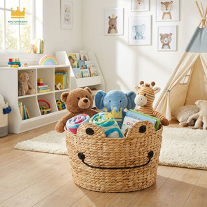 Handmade Rattan Wicker Kids <b>Storage</b> Basket for Kid Bedroom Toy Organizer Single Tier Toy & <b>Clothes</b> <b>Storage</b> - Product Image 4