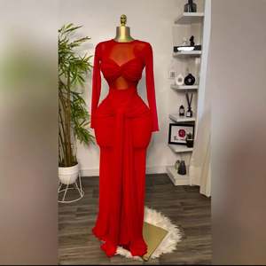 Женское однотонное платье с длинным рукавом - Product Image 1