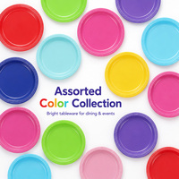 Vaisselle sans BPA, assiettes rigides en plastique de couleur unie pour desserts et dîners, idéales pour les invités