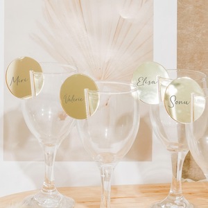 Étiquettes rondes en acrylique pour verres à vin, thème Miel et Douceur, Or, Argent, Or Rose, personnalisées pour cartes de placement de mariage et porte-cartes de table - Product Image 2
