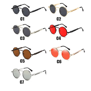 Gafas de Sol Redondas Vintage Estilo Punk para Hombre, con Patillas Metálicas y Lentes de Espejo, Gafas de Sol Steampunk Retro para Mujer, Lentes con Personalidad - Product Image 5