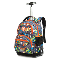 Jasminestar-Sac à dos à roulettes pour garçon, dessin animé, véhicule d'ingénierie, pour enfants, 16 pouces, 3 pièces