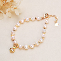 Bracelet HECATE en perles Mabe presque rondes de 5,5-6 mm, plaqué or 18 carats, perles d'eau douce de qualité A, fait main pour femmes